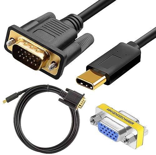 Xiatiaosann 4FT USB C to VGA Cable, 4K@30Hz, Gold-Plated, Compatible with Laptop, Tablet, Smartphone, Monitor, Projector
