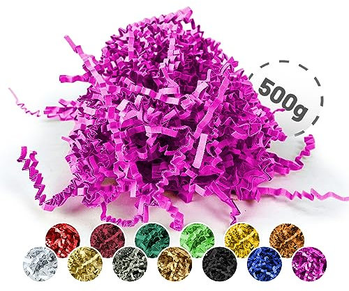 Verpackungswelt Füllmaterial 500 g | Geschreddertes Papier für Geschenkboxen & Pakete | Made in Germany | Dekoration & Schutz | Verpackungsmaterial & Zubehör zum Geschenke einpacken | Pink