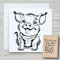 NEWSTAMPS Stempel Ferdi Motivstempel groß aus Holz & Gummi zum Karten und Geschenke basteln, Holzstempel für Tiere, Schwein, Ferkel, Tierstempel, Scrapbook, Textilstempel, Deko, Kinder