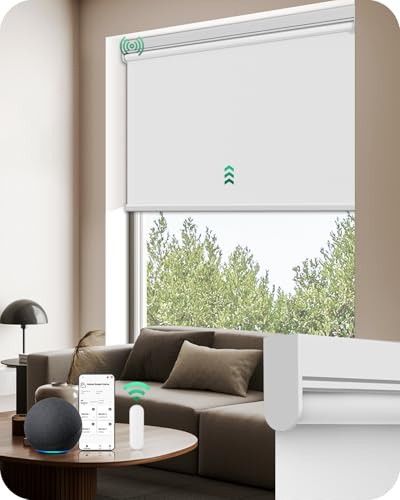 Allesin Motorized Blinds with Remote (White, 34 W x 72 H)