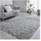 Bibykivn Teppich Wohnzimmer Hochflor Teppiche Waschbarer, 120x200 cm Moderner Langflor Teppiche Anti-Rutsch Unterseite Carpet, Weich Teppich (Grau, 120x200 cm)