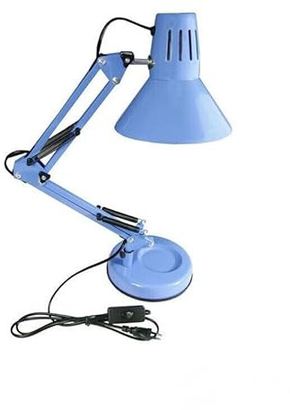 maolo Lampada da Scrivania Girevole e Snodabile E27 Struttura Metallica Resistente Braccio Estensibile 72cm Illuminazione Ufficio Casa 230V Cavo 1.5m Morsetto e Base Elegante Design (Blu)
