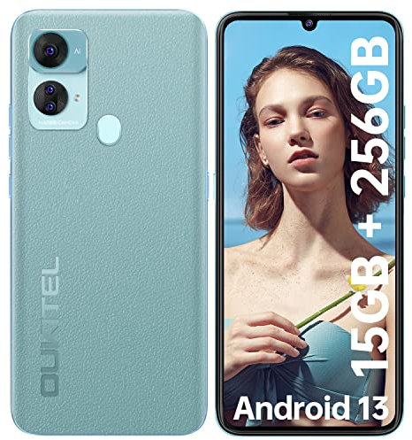 OUKITEL C33 Téléphone Portable 2024, 15Go+256Go (2TB Expansion), Ecran 6.8 HD+ Android 13 Smartphone Débloqué, Batterie 5150mAh, Caméra 50MP, Telephone 4G Dual SIM/Face ID/Fingerprint/GPS-Bleu