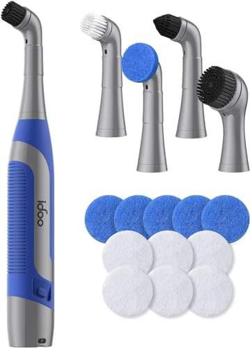 iDOO Electric Cleaning Brush, Cordless Electric Scrubbing Brush Power Scrubber with 5 Brush Heads, Cleaning Brush Tool for Home Kitchen Bathroom Shower Grout Cleaner Tub Tile Wall Crevice