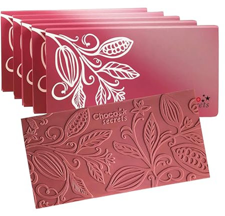 Choco Secrets - 5 x 100 g Ruby Schokoladen-Tafel - Rosa Schokolade zum Verschenken - Belgische Tafelschokolade mit Kakaopflanzenmotiv - Ruby-Schokolade für Geburtstag oder Ostern