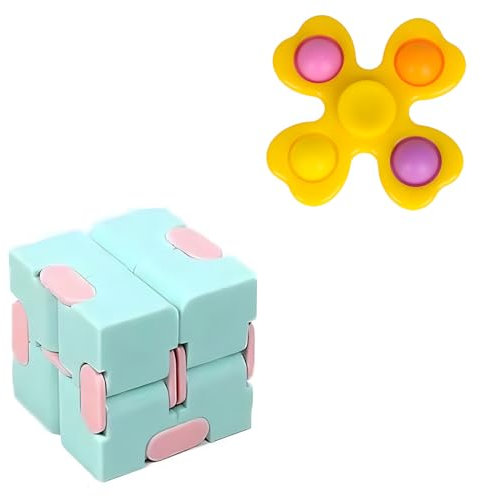 Reccisokz Rec 2 Stück Anti Stress Spielzeug,Lnfinity Cube Fidget Spielzeug,Fidget Spinner,Spinner,Fidget Toys,Fidget Cube,Ldeal für Jung und Alt, Erwachsen oder Kinder