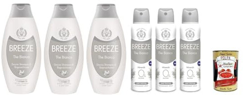 BREEZE Weißer Tee Testpaket, 3x Deodorant Spray 150ml + 3x Duschshampoo und Duschgel 400ml + Italian Gourmet polpa 400g