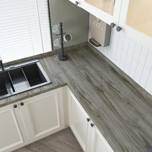 VaryFloral Tapete Holzoptik Grau 30cmx300cm Fototapete Holzoptik Klebefolie Eiche Verdickte Textur Klebefolie Möbel Holzpaneele Folie Vintage Arbeitsplatte Folie Küche Tisch Wohnzimmer Kabinett