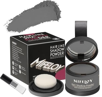 MIFELOY Root Cover Up Powder, Touch Up Hair Color for Grey, Roots Concealer for Beard Line Eyebrow, Instantly Coverage Dye for Thinning Grays Hairline, Shadow Conceals Hair Loss, Gray