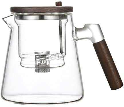 de filtro automático con botón, de vidrio con control de presión, hervidor de té seguro para estufa, de vidrio resistente al calor con filtro de té suelto extraíble, juego de