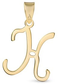 Amberta 9 Karat Gold Italian Charms Anhänger für Damen und Herren | Buchstaben Anhänger Gold | Buchstabenanhänger Für Ketten | Alphabet Anhänger Gold: Charm Buchstabe Gold Letter K