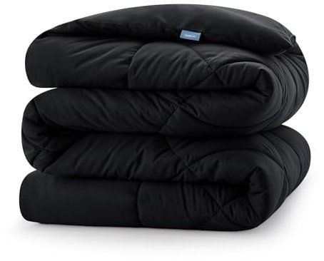 CozyLux Bettdecke 200x200cm für 4 Jahreszeiten, Steppdecke Mikrofaser 300gsm, Ganzjahresdecke 2x2m, Decke 200x200 cm, Super Weiche Zudecke Schlafdecke Atmungsaktive 200 x 200, Schwarz