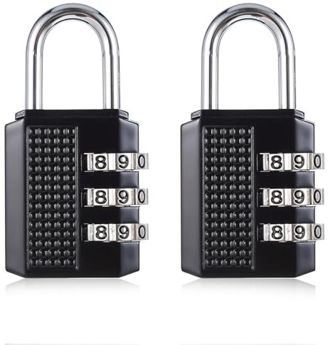 2 candados de combinación reajustables de 4 dígitos, candado resistente para escuela, gimnasio, taquilla, valla, puerta, caja de herramientas, cerradura de empleado, casillero, carrete, puerta de