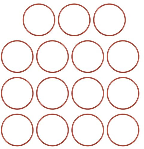 PATIKIL Joint Torique en Silicone 52mm OD 48mm ID 2mm Largeur, 15Pcs Métrique VMQ Joint d'Étanchéité de Remplacement pour la Réparation des Vannes de Compresseur de Plomberie, Rouge