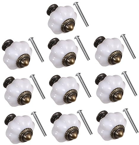 Homoyoyo 10pcs Pumpkin Shaped Drawer Knobs Creative Round Handles for Cabinet and Furniture Screws Easy Installation for Bedroom and Kitchen Decor