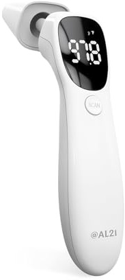 @AL21 Dual Mode Thermometer for Adults, Kids, and Babies – Infrared Digital Forehead and Ear Thermometer No Touch, Fever Alarm, 1-Second Reading, 32 Memory Recall