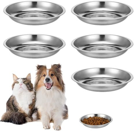 Styquenzer Lot de 5 gamelles en acier inoxydable pour chat et petit chien de 17 cm - Anti-moustaches - Hygiéniques - Compatible avec les mangeoires et les distributeurs automatiques