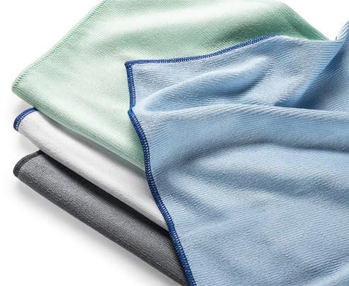 SAUGAUF Set Polier- & Geschirrtücher Mega Glanz auf jedem Glas in 4 Farben MEGA Clean Mikrofaser Polier- & Glasreinigung