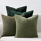4er Set Kissen-Bezug mit Füllung Grün, Modell Mary, Luxus Kordsamt Sofakissen gestreift Couchkissen Dekokissen Zierkissen Kopfkissen, mit verstecktem Reisverschluss, weich & angenehm