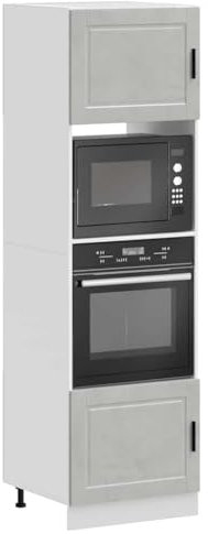 AJJHUUKI Heimschränke und Aufbewahrung, Küchenschränke, Backofenschränke, 2 Stück, Porto Beton, Grau, Holzwerkstoff