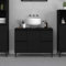 Myheimly Waschbeckenunterschrank, Waschtischunterschrank mit Stauraum,Unterschrank Metallbeine für Badezimmer, Badschrank Badezimmerschrank, Holzwerkstoff Schwarz