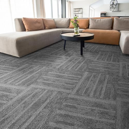 casa pura Piastrella di Moquette per Interni - 1 m² / 3 m² o 6 m² | Moquette autoportante | Rivestimento per pavimenti in piastrelle 50 x 50 cm | Robusto isolante (antracite Zürich, 1 pezzo - 0,25 m²)