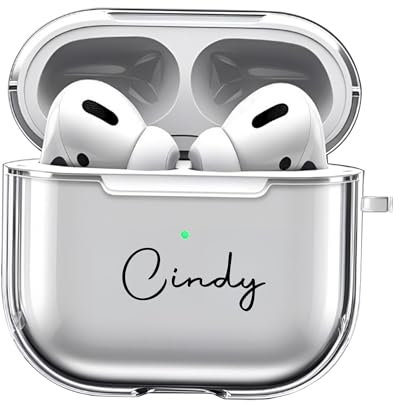 Custodia nome personalizzato compatibile con Apple AirPods terza generazione (2019), custodia trasparente personalizzata bifacciale portachiavi cordino per cinturino Custodia cuffie per Airpods 3