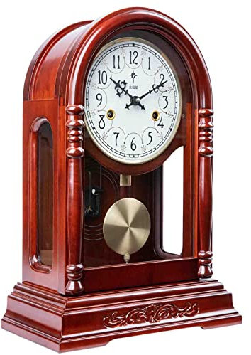 Vintage Kaminuhr mit mechanischem Handaufzug und leisem Pendel für elegante Wohnzimmerdekoration