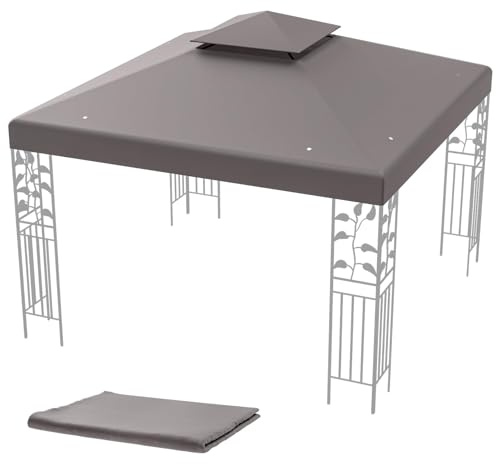 FANTASK Pavillondach Ersatzbezug 3x3m mit Klettverschlüssen & Doppeldach, Ersatzdach Pavillon für Gartenpavillon, Stabil & Wasserabweisend (Grau)