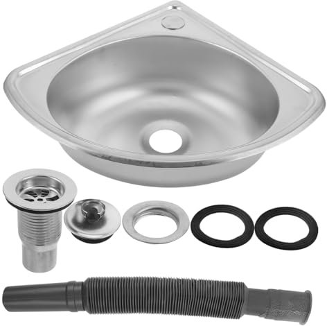Sosoport Fregadero para Autocaravana Triangular Ultrapequeño Inoxidable Lavabo Sola Ranura para Cocinas Pequeñas y