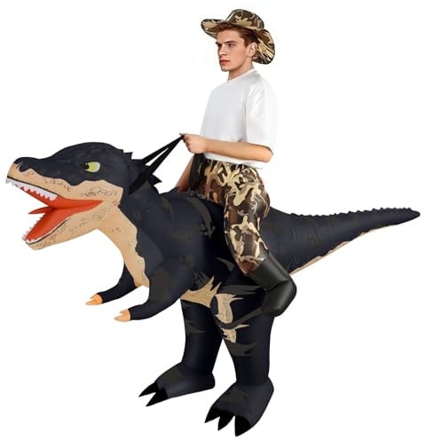 Alaoo Aufblasbare Dinosaurier Kostüm einen tragen | Tyrannosaurus Rex Anzug Lustiges Halloween-Kleid für Karneval Party Geburtstags-Geschenk,Inklusive Aufblassystem