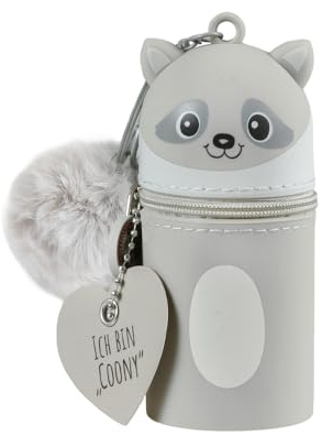 Lulubug Schlüsselanhänger Kinder Tiere Coony | Mini Silikon Anhänger mit Puschel & Namensschild | Abwaschbar | Für Schlüsselbund, Ranzen, Rucksack, Jacke | 5 x 5 x 10 cm