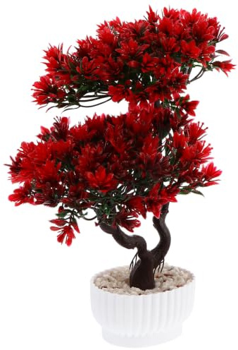 NOLITOY Artificial Plant Fake Bonsai: Simulation Bonsai Ornament Guest-greeting Pine 10.6 Faux Guest-greeting Pine Simulation Potted Plants Indoor Red Ornament