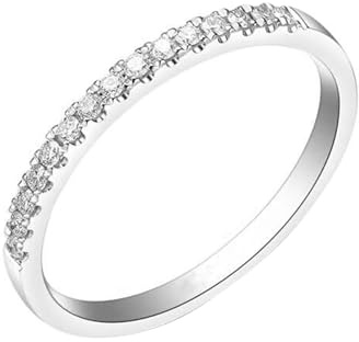 Promise Ring Silber, Schmuck Ringe Damen mit 0,11 Ct Diamant 9K Weißgold Größe 50 (15.9)