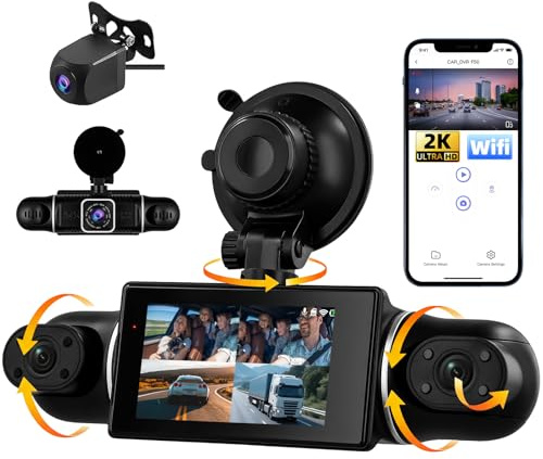 SIXWIN 2K Dashcam Auto,3 Zoll Display,360° Rundumsicht mit 3 1080P Auto kameras, WiFi Dash Cam mit Night Vision,G-Sensor, APP Steuerung, 24/7 Parküberwachung, Loop-Aufnahme, Rückfahrhilfe