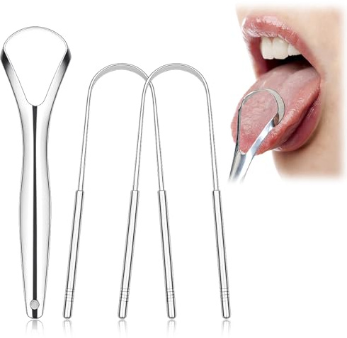 Zungenreiniger Edelstahl 3er Set – Zungenschaber aus Metall gegen Mundgeruch, Tongue Scraper/Toungescraper für gründliche Mundhygiene, hochwertiger Zungenschaber Edelstahl