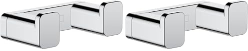 Hansgrohe AddStoris - Towel Hook Double, Towel Holder, Bathroom Accessory, Chrome, 41755000 (Pack of 2)