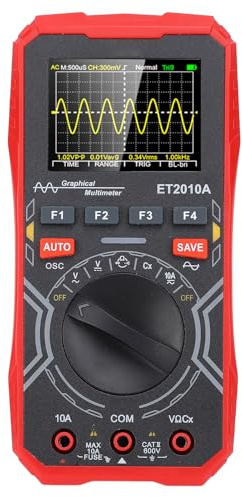 KIMISS Oscilloscope et Multimètre Portables 2 en 1 – Mini Oscilloscope Numérique Portable avec Bande Passante de 1 MHz, Fréquence d'échantillonnage de 2,5 Msps, Veille Automatique et Affichage 320