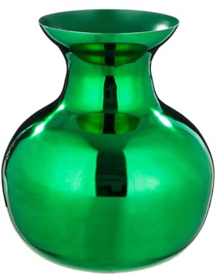 GILDE Vase Kyoto aus Eisen - bauchig - glänzend - grün - Höhe 29cm x Ø 25cm - wasserdichte Blumenvase