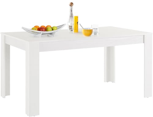 Lynn Esstisch aus MDF in Weiß, 160 x 90 x 75 cm, großer Esstisch für bis zu 8 Personen, FSC-zertifiziertes Holzmaterial, moderner Küchentisch für Esszimmer und Wohnbereich