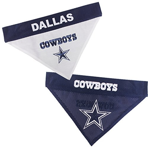 Pets First NFL DOG BANDANA - DALLAS COWBOYS REVERSIBLE PET BANDANA. 2 Sided Sports Bandana with a PREMIUM Embroidery TEAM LOGO, Small/Medium. - 2 Sizes & 32 NFL Teams available