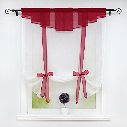 Joyswahl Neu Raffrollo Voile Raffgardinen mit Stangendurchzug und mit Kräuselband BxH 140x155cm Rot 1er Pack