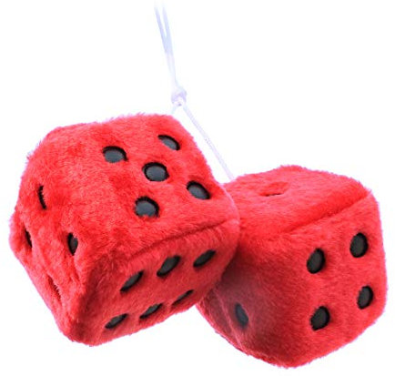 Plüschwürfel Ein Paar Aufhängen Fuzzy Plüsch Würfel mit Punkten für Auto innen Ornament Dekoration 7.5cm, Schwarz/Weiß/Gelb/Rot