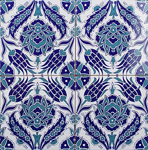 Cerames Timur - Keramische Wandfliesen für Bad und Küche im Mosaikstil - 1 Packung mit 12 dekorativen Fliesen (0,48m2) aus der Türkei - 20x20 cm - Ideal für Rückwand Küche oder Wandfliesen Bad