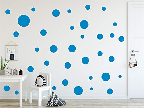 Timalo® XL Aufkleber Punkte Wandtattoo Kinderzimmer bunte große Kreise Pastell Uni Matt Wandsticker | 73081-hellblau-60