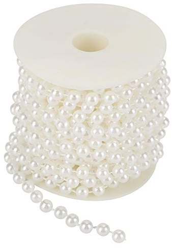 Filo di Perle Bianche Decorative 10 Metri 8mm ABS Imitazione Perla, 0 Graffi su 5000 Sfere Taglio Controllo 0.01mm, Fai da Te Creazione Gioielli e per Decorazioni Matrimoni Tavolo Centrotavola Bouquet