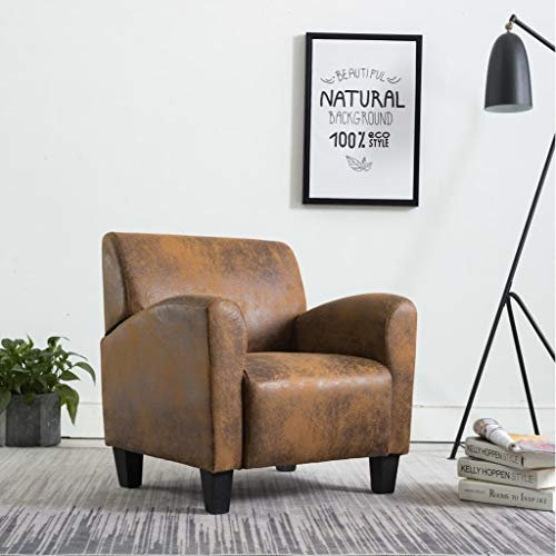 Festnight Sessel Braun Wildleder-Optik 71 x 69 x 77 cm (B x T x H)