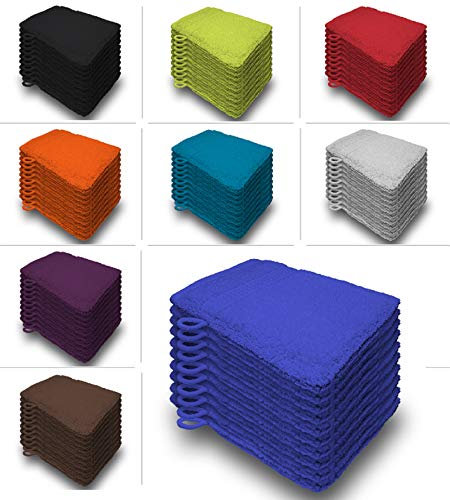 one-home 10er Set Waschhandschuhe Waschhandschuh Waschlappen 16x21 cm Frottee Baumwolle, Farbe:Royal/Blau