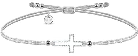 Armband Kreuz verstellbar Makramee 925 Silber