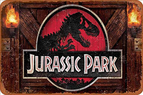 Cimily Jurassic Park Vintage Blechschilder Zinn Poster Retro Metallschild Plaque Art Wanddekoration 8 × 12 Zoll